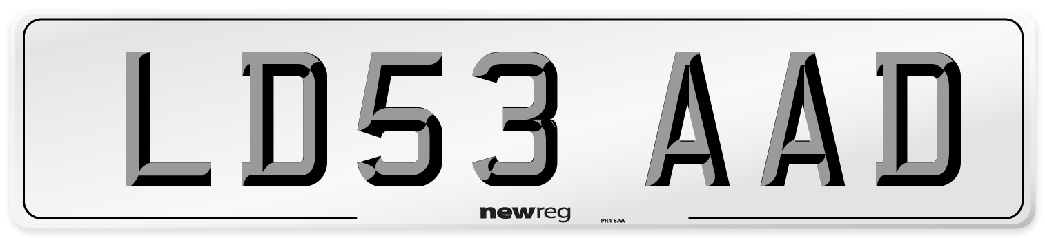 LD53 AAD Number Plate from New Reg